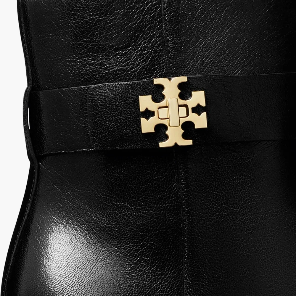 Tory Burch Black Ankle Boots Sleek Leather Block Heel - Picture 3 of 8